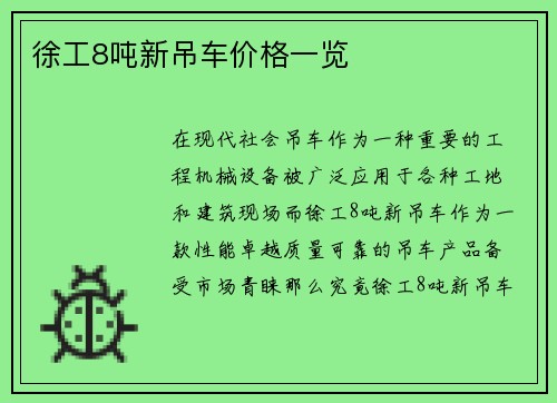 徐工8吨新吊车价格一览